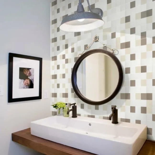 Ligo Glass Latte Square Mosaic Tiles
