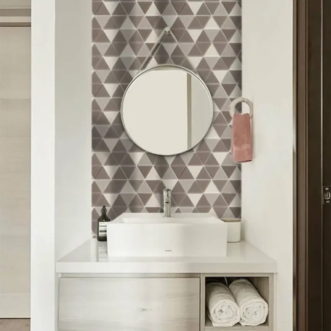 Ligo Glass Mocha Triangle Mosaic Tiles