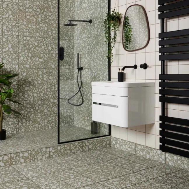 Mizuki® Fern Green Terrazzo Effect Wall and Floor Tiles