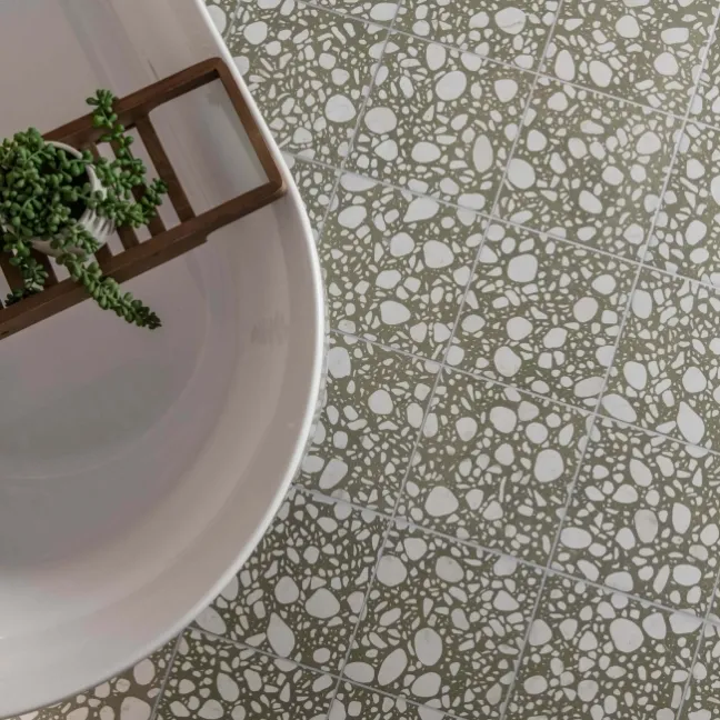 Mizuki® Fern Green Terrazzo Effect Wall and Floor Tiles