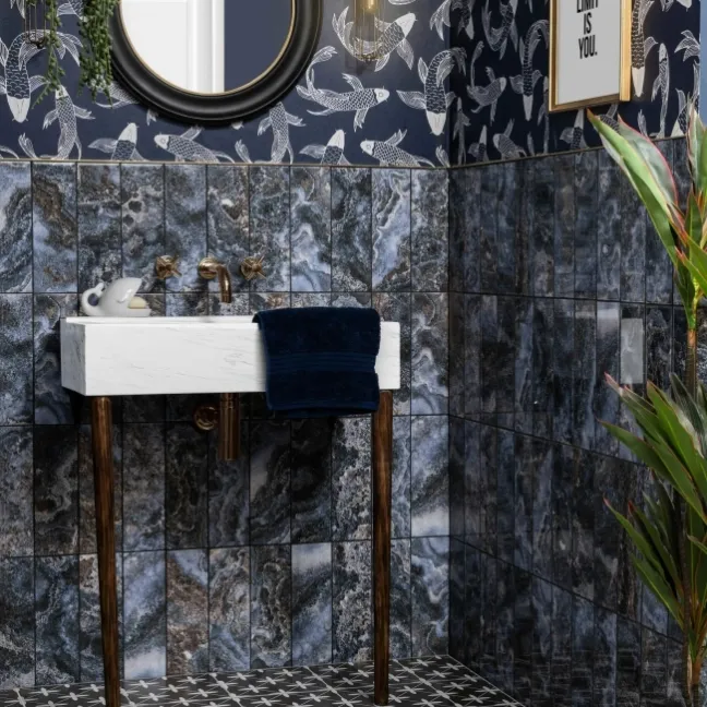 Passion Onyx Waves Blue Marble Effect Wall Tiles
