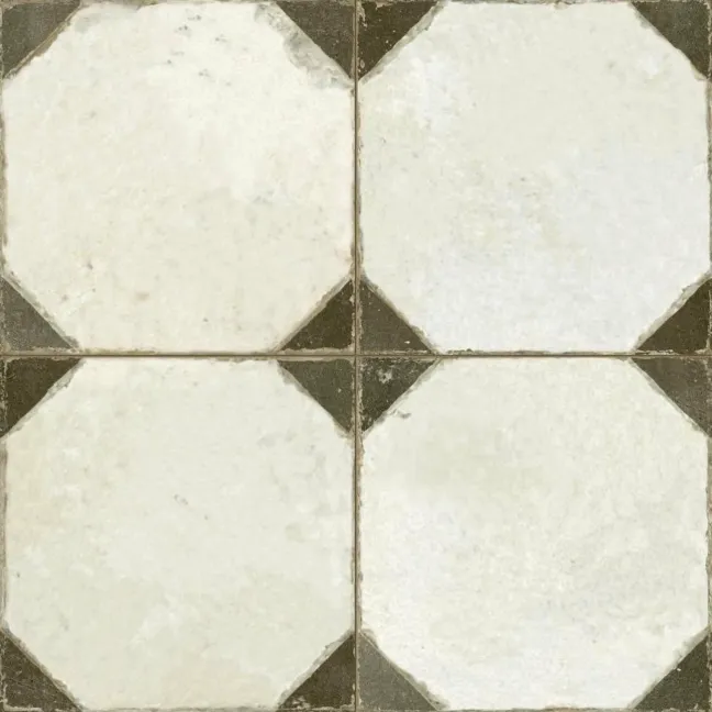 Octagon Effect Charcoal Grey Matt Vintage Pattern Wall and Floor Tiles