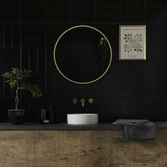 Rhian Black Matt Brick Ceramic Wall Tiles