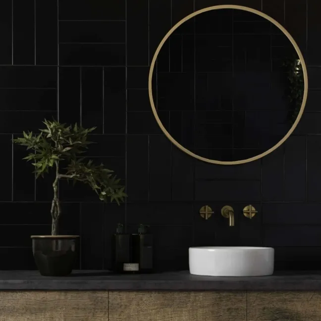 Rhian Black Matt Brick Ceramic Wall Tiles