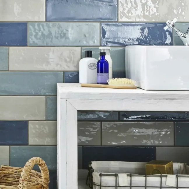 Rustic Sage Green Gloss Metro Wall Tiles