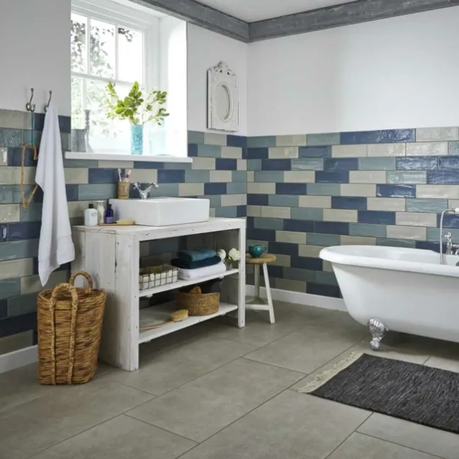 Rustic Sage Green Gloss Metro Wall Tiles