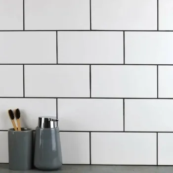White Satin Oblong (PRS12) Prismatics Satin Natural/Black/White Tiles Wall Tiles