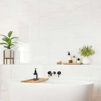 Hera White Gloss Carrara Marble Effect Wall Tiles 