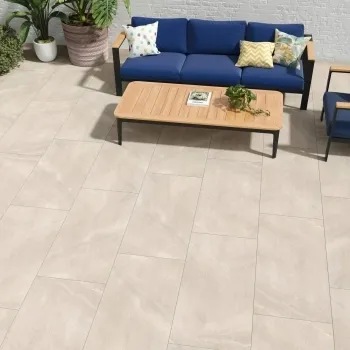 Serenity Beige Stone Effect 20mm Porcelain Paving Slabs 1200x600