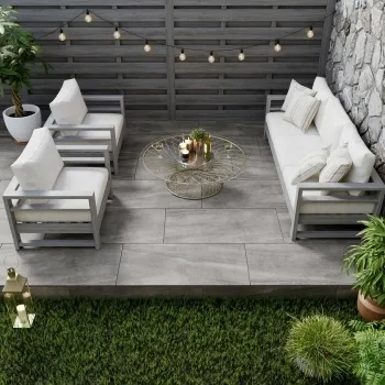 Serenity Grey Stone Effect 20mm Porcelain Paving Slabs 1200x600