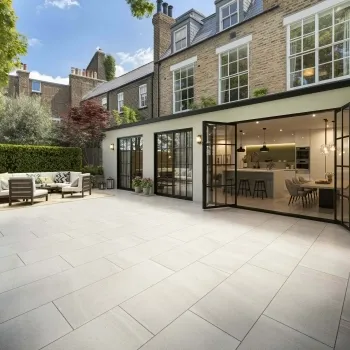 Serenity White Stone Effect 20mm Porcelain Paving Slabs 1200x600