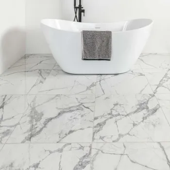 Olympia White Porcelain Marble Effect Polished Wall and Floor Tiles