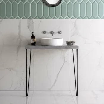 Cappella White Polished Marble Effect 1200x600 Wall and Floor Tiles