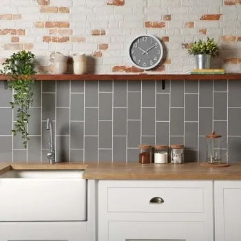 Sloane Square Flat Gloss Grey Metro Tiles