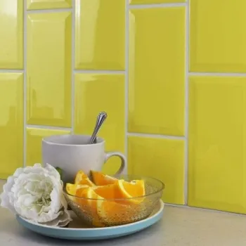 Metro Aldgate Yellow Gloss 200x100 Tiles