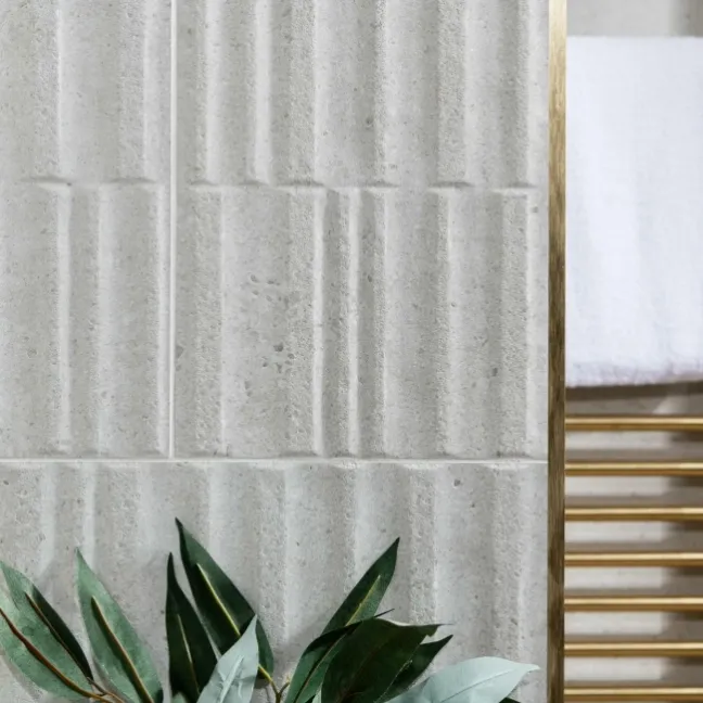 Dover Waves Light Grey Ceramic Stone Effect Wall Tiles