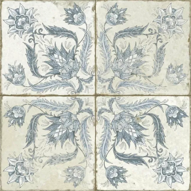 Helix Indigo Blue Matt Patterned Wall and Floor Tiles