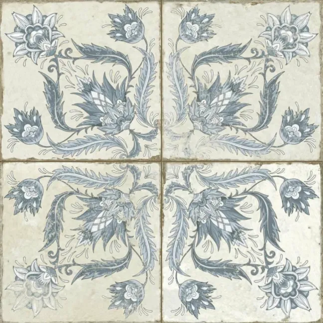 Helix Indigo Blue Matt Patterned Wall and Floor Tiles
