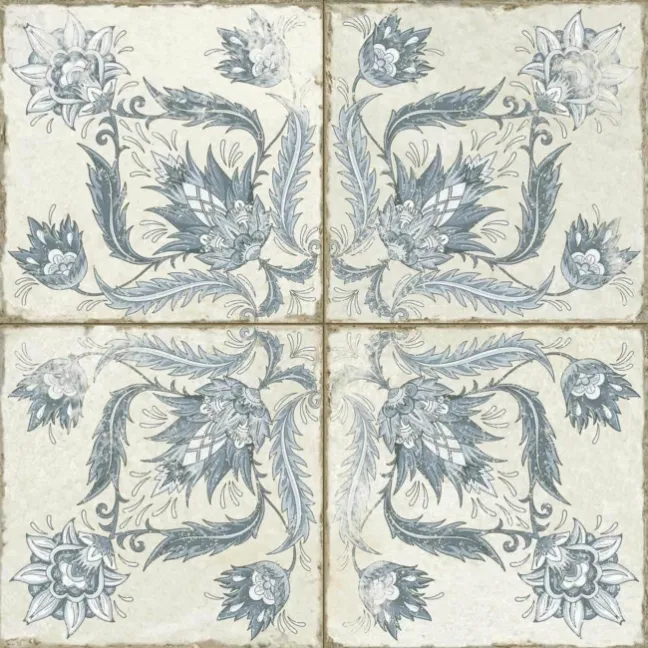 Helix Indigo Blue Matt Patterned Wall and Floor Tiles