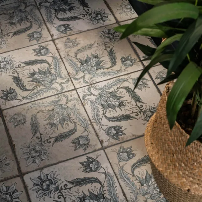 Helix Indigo Blue Matt Patterned Wall and Floor Tiles