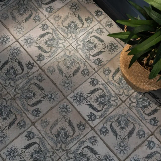 Helix Indigo Blue Matt Patterned Wall and Floor Tiles