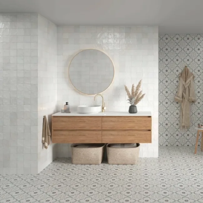 Zellige Mini White Square Gloss Rustic Wall Tiles