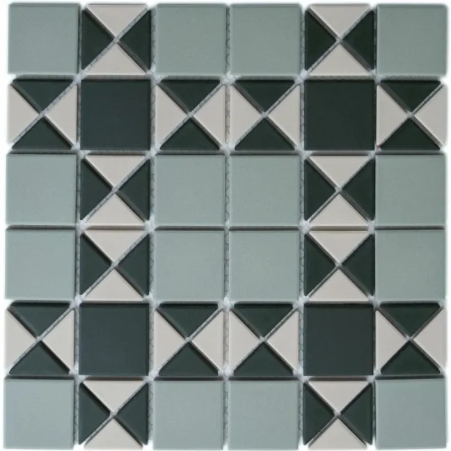 Churchill Mixed Green Mosaic Victorian Matt Tiles