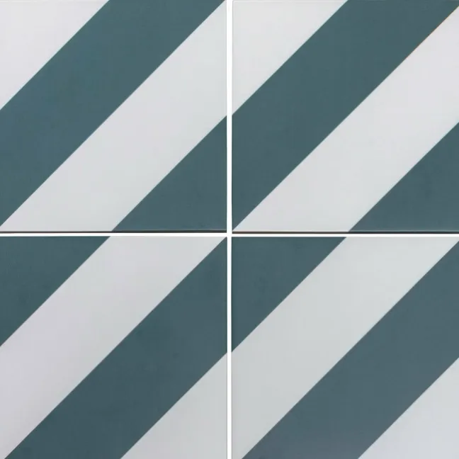 Zebra Green and White Matt Striped Patterned Wall and Floor Tiles