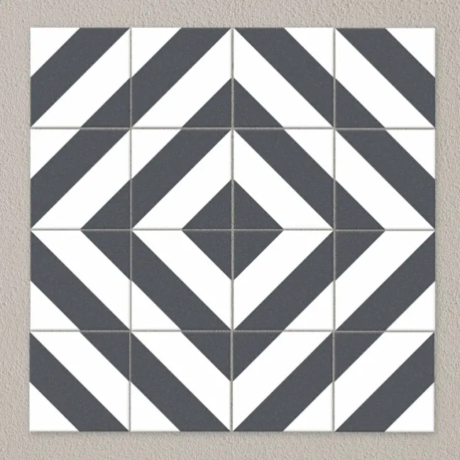 Zebra Black and White Patterned Matt Striped 223x223 Tiles