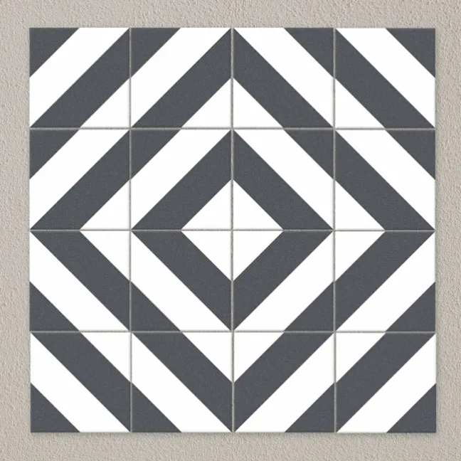 Zebra Black and White Patterned Matt Striped 223x223 Tiles