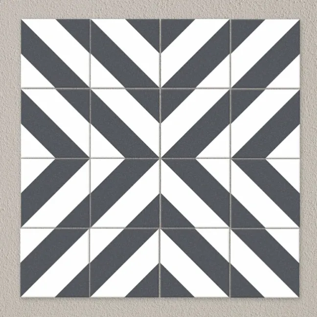 Zebra Black and White Patterned Matt Striped 223x223 Tiles