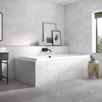 Melford Light Grey Satin Stone Effect Wall Tile 300x200