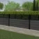 LuxeLine® Classic Straight Top Slat Design Screen with Dark Grey Composite Fence Panels & Aluminium Post 90cm