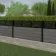 LuxeLine® Classic Straight Top Slat Design Screen with Light Grey Composite Fence Panels & Aluminium Post 90cm