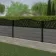 LuxeLine® Classic Curve Top Geometric Design Screen with Light Grey Composite Fence Panels & Aluminium Post 90cm