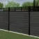 LuxeLine® Classic Straight Top Slat Design Screen with Dark Grey Composite Fence Panels & Aluminium Post 180cm