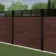 LuxeLine® Classic Straight Top Slat Design Screen with Walnut Composite Fence Panels & Aluminium Post 180cm