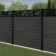 LuxeLine® Classic Straight Top Jungle Design Screen with Dark Grey Composite Fence Panels & Aluminium Post 180cm