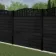 LuxeLine® Classic Curve Top Floral Design Screen with Black Composite Fence Panels & Aluminium Post 180cm