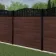 LuxeLine® Classic Curve Top Floral Design Screen with Walnut Composite Fence Panels & Aluminium Post 180cm