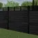 LuxeLine® Classic Straight Top Slat Design Screen with Black Composite Fence Panels & Buried Aluminium Post 180cm