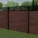 LuxeLine® Classic Straight Top Slat Design Screen with Walnut Composite Fence Panels & Buried Aluminium Post 180cm