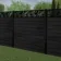 LuxeLine® Classic Straight Top Jungle Design Screen with Black Composite Fence Panels & Buried Aluminium Post 180cm