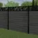LuxeLine® Classic Straight Top Jungle Design Screen with Dark Grey Composite Fence Panels & Buried Aluminium Post 180cm