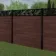 LuxeLine® Classic Straight Top Jungle Design Screen with Walnut Composite Fence Panels & Buried Aluminium Post 180cm
