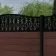 LuxeLine® Classic Curve Top Floral Design Screen with Walnut Composite Fence Panels & Buried Aluminium Post 180cm