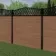 LuxeLine® Classic Curve Top Geometric Design Screen with Teak Composite Fence Panels & Buried Aluminium Post 180cm