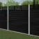 LuxeLine® Classic Straight Top Slat Design Screen with Black Composite Fence Panels & Concrete Post