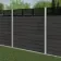 LuxeLine® Classic Straight Top Slat Design Screen with Dark Grey Composite Fence Panels & Concrete Post