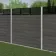 LuxeLine® Classic Straight Top Slat Design Screen with Light Grey Composite Fence Panels & Concrete Post